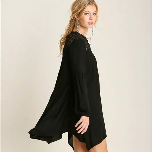 Black Bohemian Dress with Lace - Picture 2 of 3