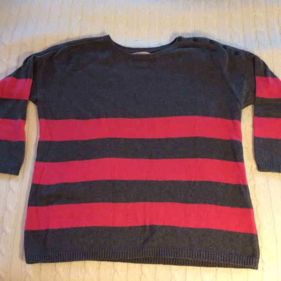Grey and pink striped sweater