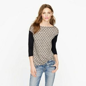 J.Crew Linen colorblock dot top