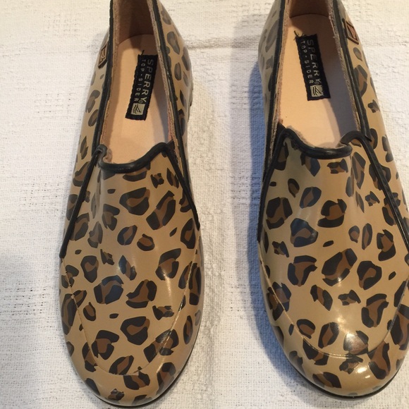 Sperry Shoes - SPERRY leopard rain shoes size 8