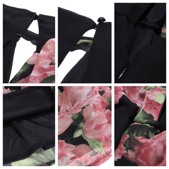 🔥Black Romper With Flowers - Picture 2 of 4