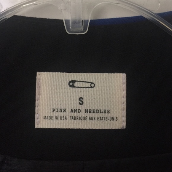 Black & blue color-block blazer with pockets - Picture 4 of 4