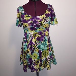 Floral short-sleeve mini dress, Urban Outfitters