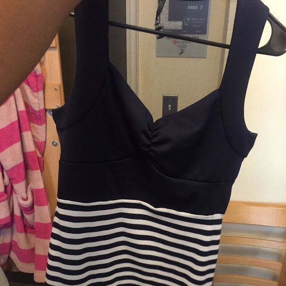 Navy Blue Striped Party Dress