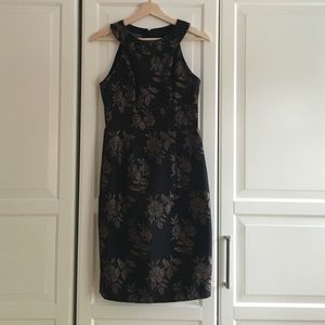 Black Cocktail Dress w/Floral Detail