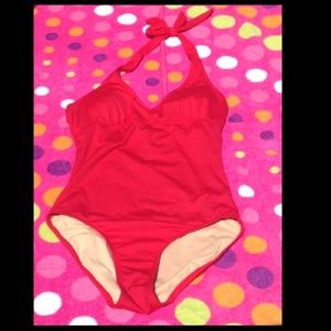Red Athleta swimsuit
