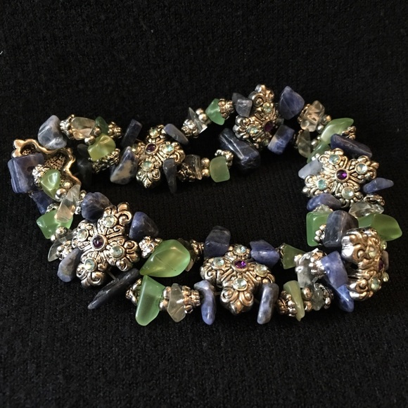 🔥$5 BOGO boho  bracelet - blue and green stones