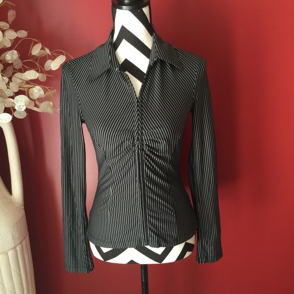 Express Tops - Black and white pinstripe shirt