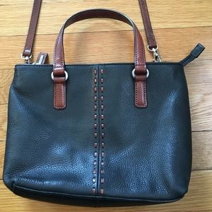 Black and brown leather Fossil purse.