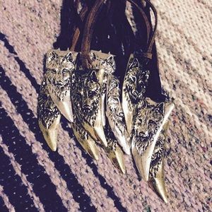 Woodland Creature Boho Leather Wolf Fang Necklace