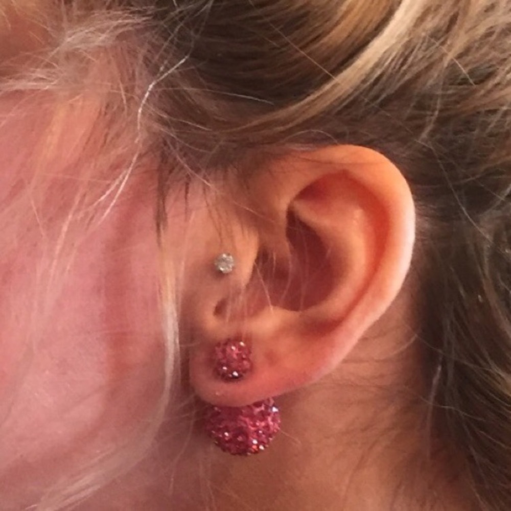 2/$15🌹🍷Rosé Double Fireball Double Side Earrings - Picture 5 of 5