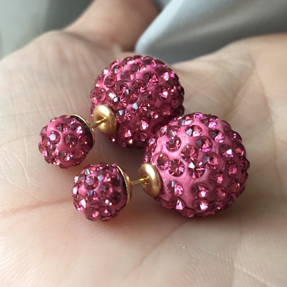 2/$15🌹🍷Rosé Double Fireball Double Side Earrings - Picture 3 of 5