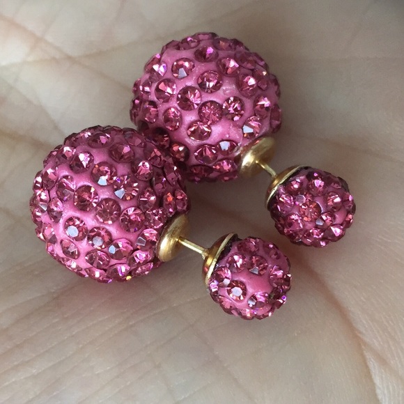 2/$15🌹🍷Rosé Double Fireball Double Side Earrings - Picture 4 of 5