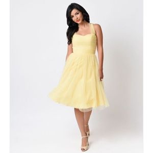 For naiad014 Unique Vintage Chiffon Yellow Dress