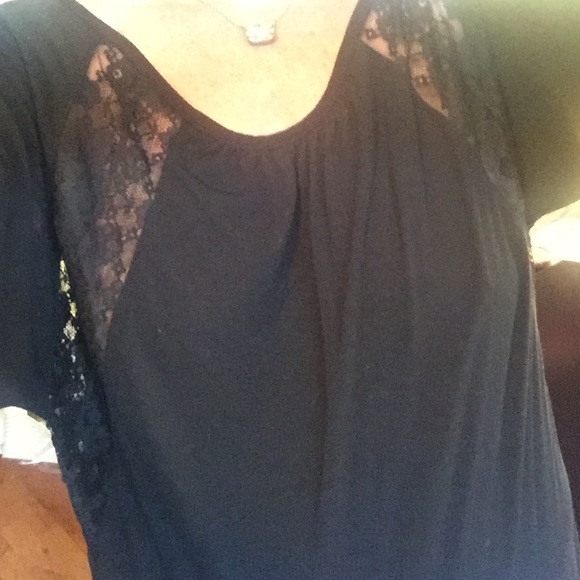 Black American Eagle Shirt with Black Lace Accent
