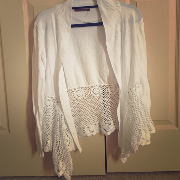 White Lace Knit Cardigan