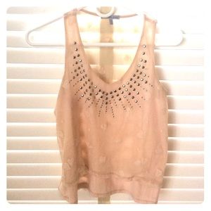 Blush top with see through back