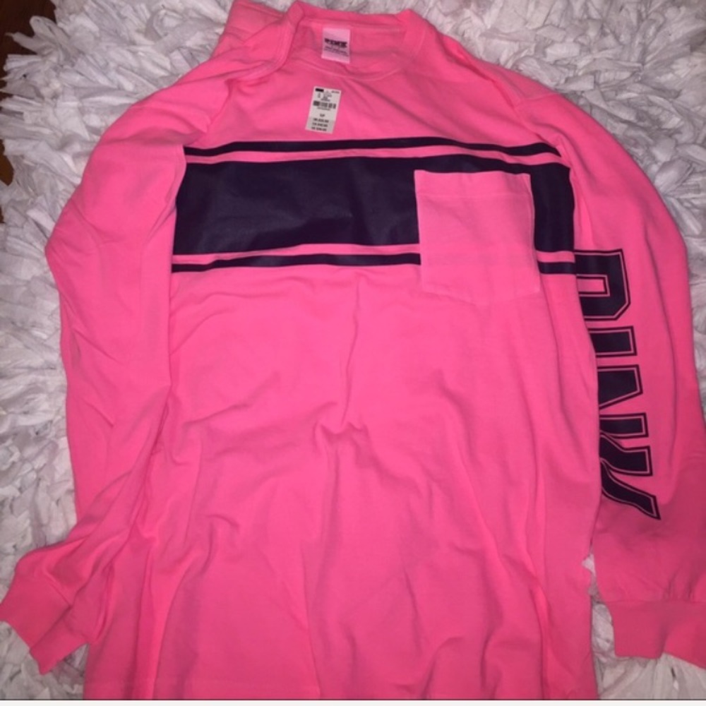 Neon pink and blue long sleeve tee