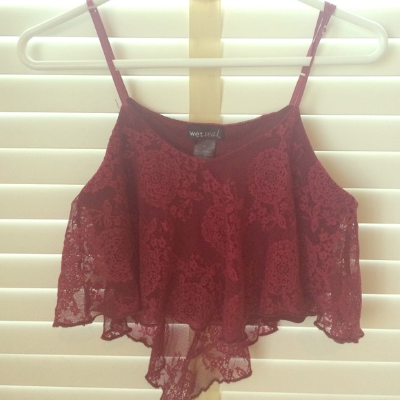 Maroon lace crop top