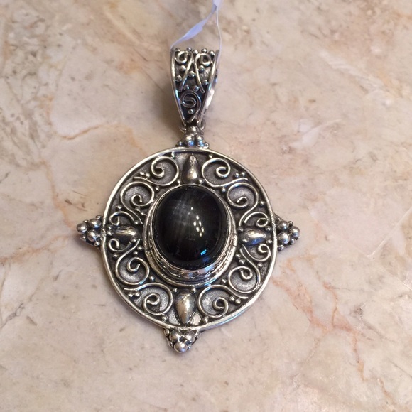 Black Star Diopside Sterling Silver Pendant