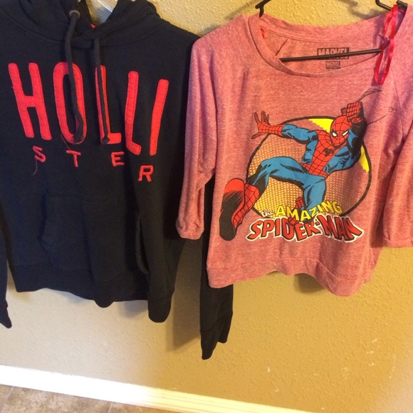 Hollister sweater & Spiderman shirt duo