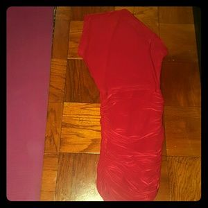 Red one shoulder dress