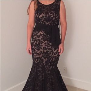 Black Lace Mermaid Montage by Mon Cheri Dress