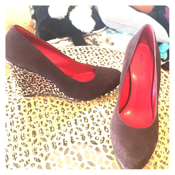 Brown and cheetah wedges