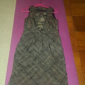 Nine West black and brown ruffle front dress