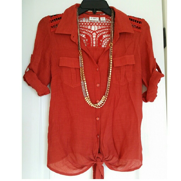 Burnt orange blouse (Cato) Size M.