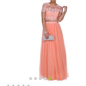 Coral two piece prom dress