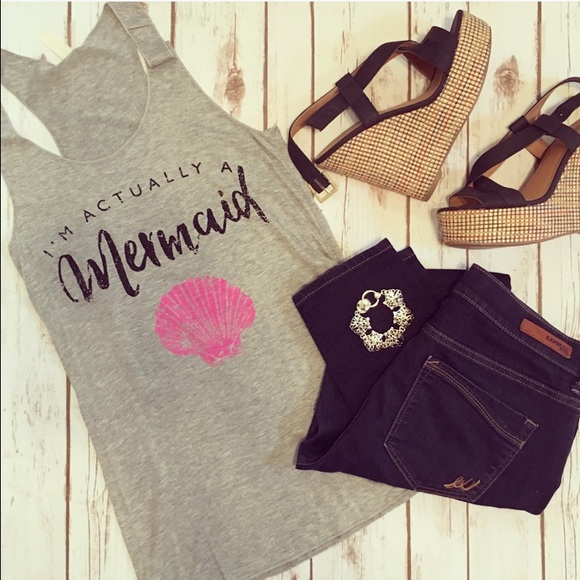 Boutique Tops - I'm Actually a Mermaid Tank Top