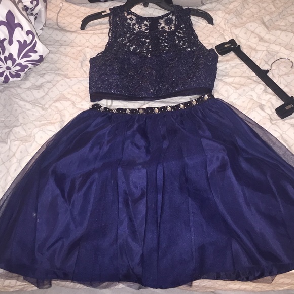 Navy Blue Two Piece Homecoming dress