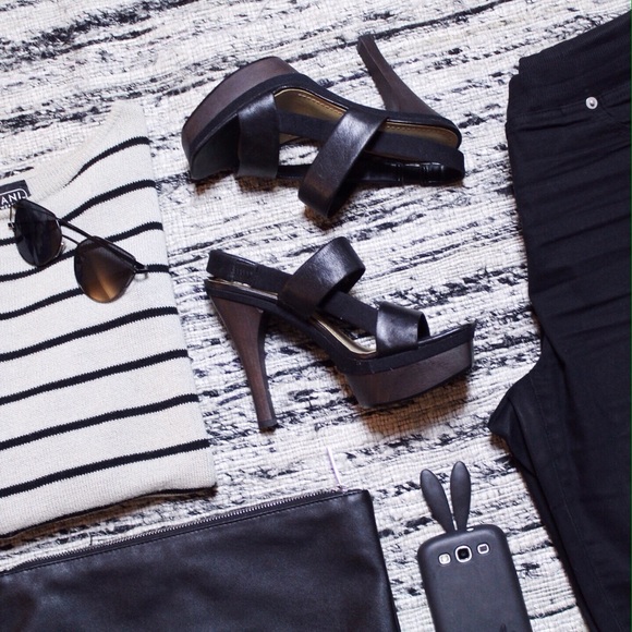 Nine West Shoes - NEW Black Leather platform heels