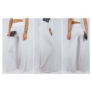 High Waisted White Palazzo Pants