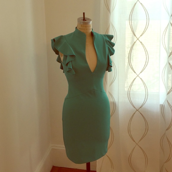 Black Halo Dresses & Skirts - Black Halo teal flutter sleeve dress.