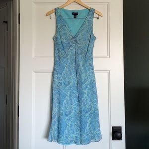 Blue paisley silk Ann Taylor dress