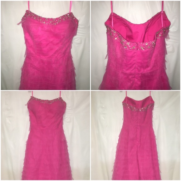 EUC P'zazz Prom Pink Strapless Dress SZ 0 READ - Picture 2 of 6