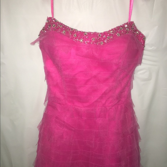 EUC P'zazz Prom Pink Strapless Dress SZ 0 READ - Picture 3 of 6