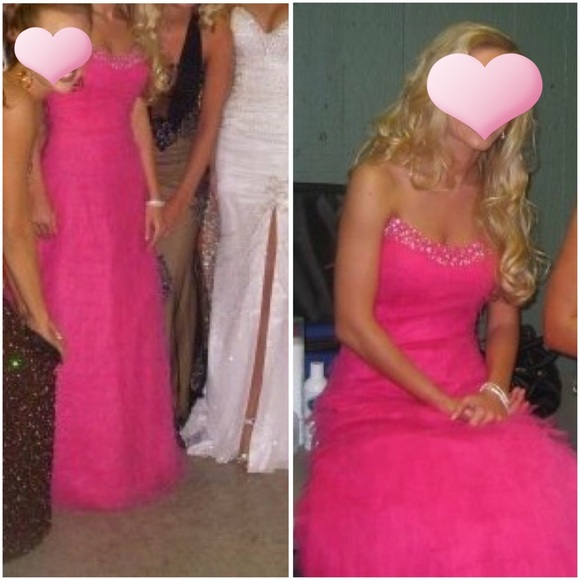 EUC P'zazz Prom Pink Strapless Dress SZ 0 READ - Picture 4 of 6