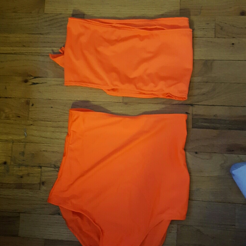 High Waist Swimsuit Crossover Bandage Bikini Set F - Picture 2 of 3