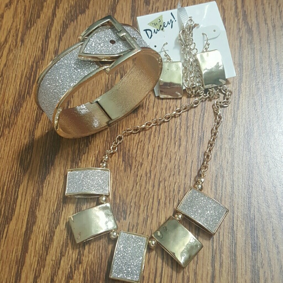 Necklace, bracelet, earrings