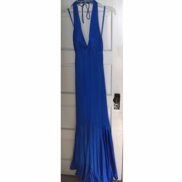 Caché Satin Royal Blue Prom Gown
