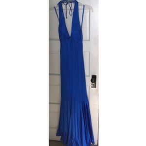 Caché Satin Royal Blue Prom Gown