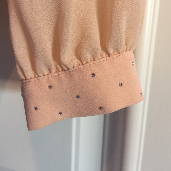 Sheer pastel blouse shirt with rhinestone collar - Picture 3 of 4