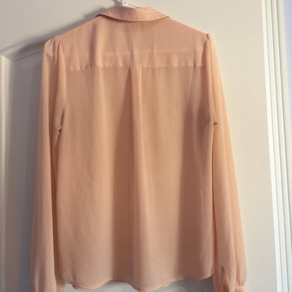 Sheer pastel blouse shirt with rhinestone collar - Picture 4 of 4
