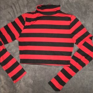 Red and black striped crop top