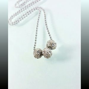 3 Clear Crystal Pave Disco Ball Necklace