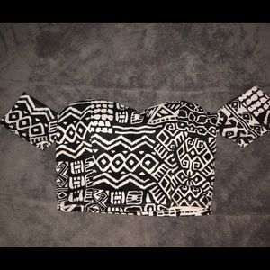 Black and white tribal crop top