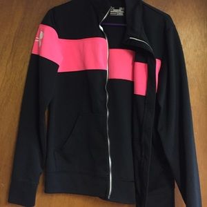 Hot pink and black zip up under armour jacket